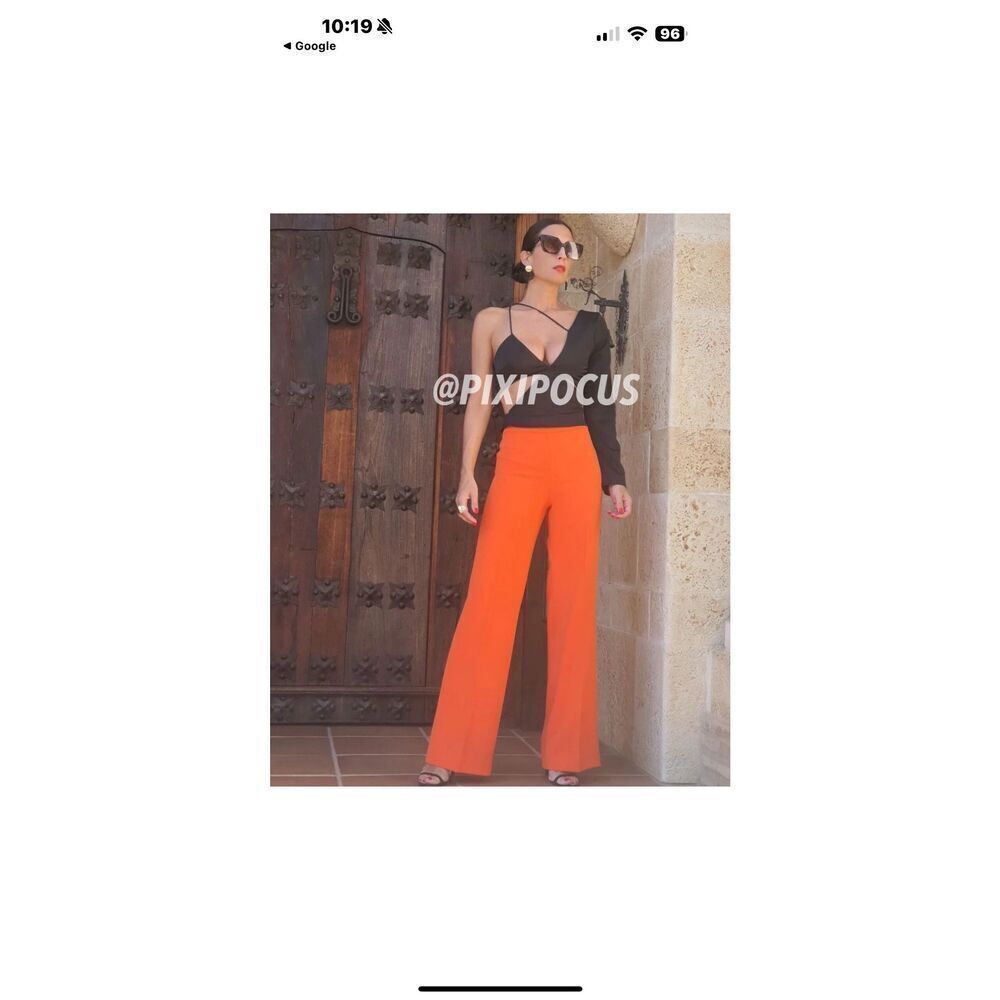 ZARA FLUID FLARE PANTS HIGH-WAISTED I PUMPKIN ORANGE SZ M